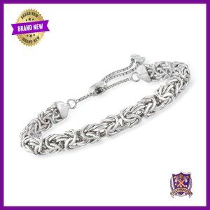 Sterling Silver Byzantine Bolo Bracelet Adjustable Link